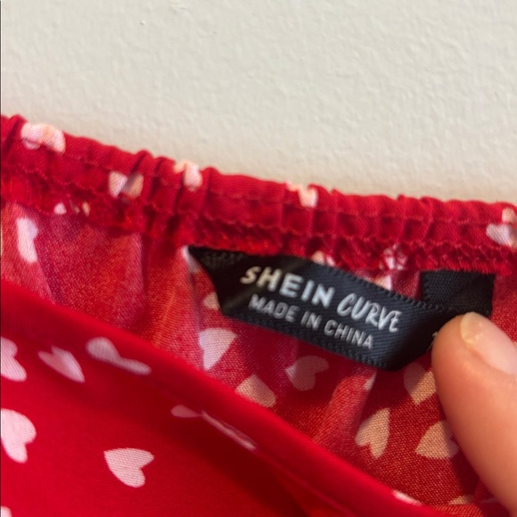 Red Ruffled Dress with Heart Print perfect for valentines - Picture 2 of 6